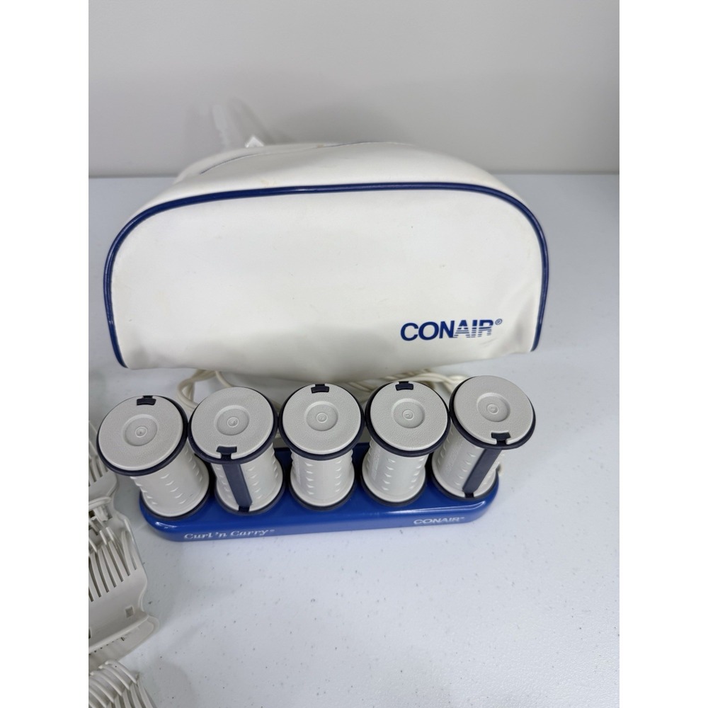 CONAIR Curl 'N Carry Travel Hot Rollers Set 10 Rollers 9 Clips Vintage Works - Picture 4 of 5